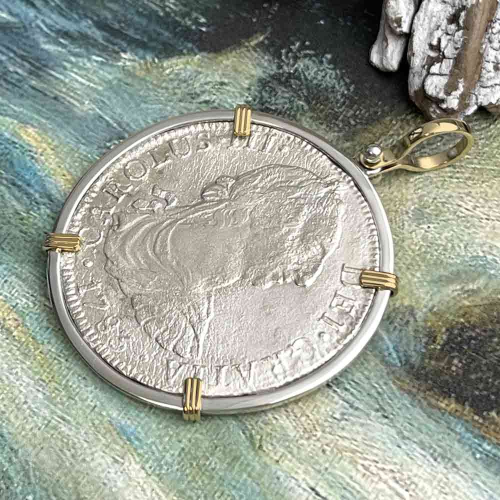 El Cazador Shipwreck 1783 8 Reale &quot;Piece of 8&quot; 14K Gold &amp; Silver Treasure Coin Pendant | Artifact #9249