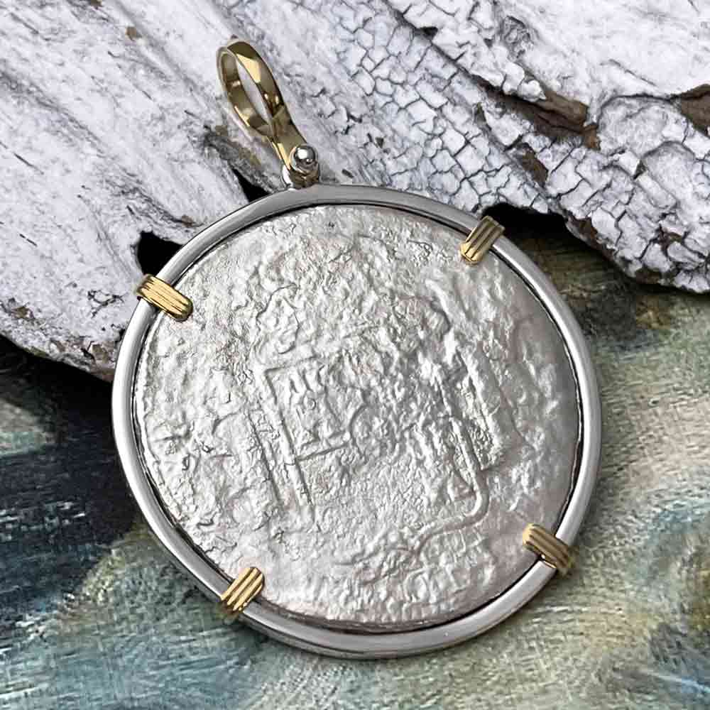 El Cazador Shipwreck 1783 8 Reale &quot;Piece of 8&quot; 14K Gold &amp; Silver Treasure Coin Pendant | Artifact #9249