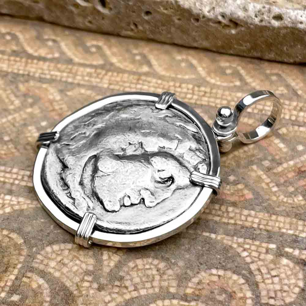 Ancient Greek Alexander the Great LARGE Silver Tetradrachm Coin Sterling Silver Pendant