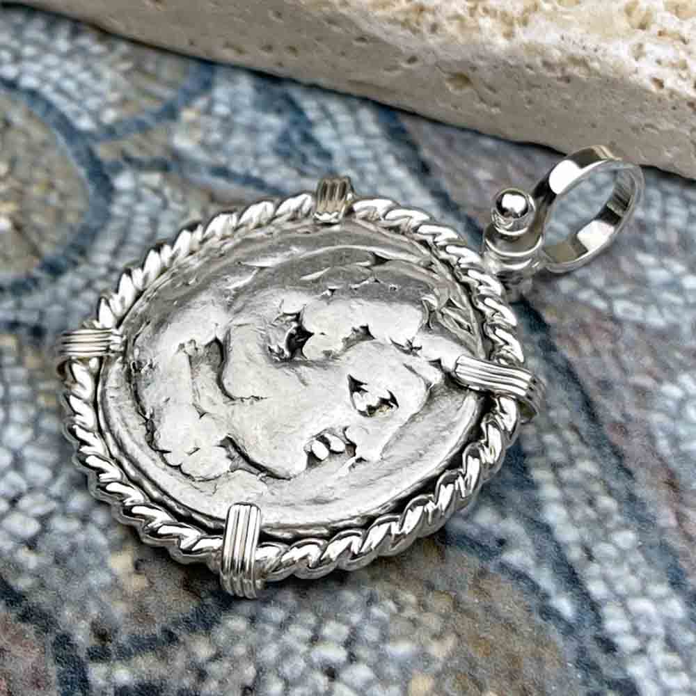 Ancient Greek Alexander the Great LARGE Silver Tetradrachm Coin Sterling Silver Pendant