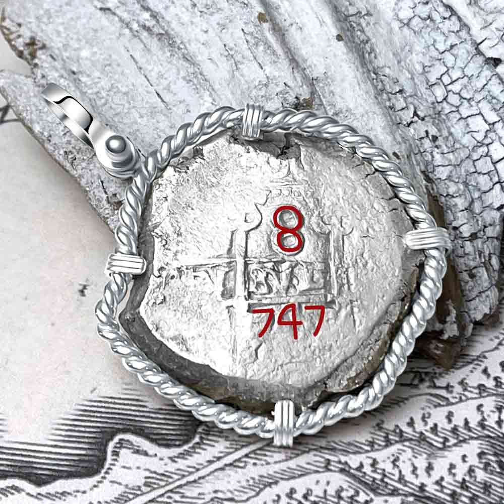 1747 Pirate Era Spanish 8 Reale &quot;Piece of Eight&quot; Sterling Silver Pendan