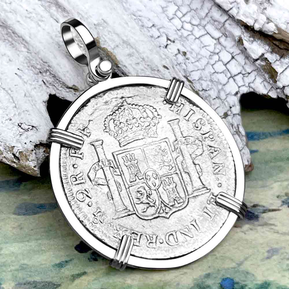 Spanish Silver Cob Coin Pendant - 2 Reales - Princess Louisa Shipwreck -  Cedar Chest Sanibel