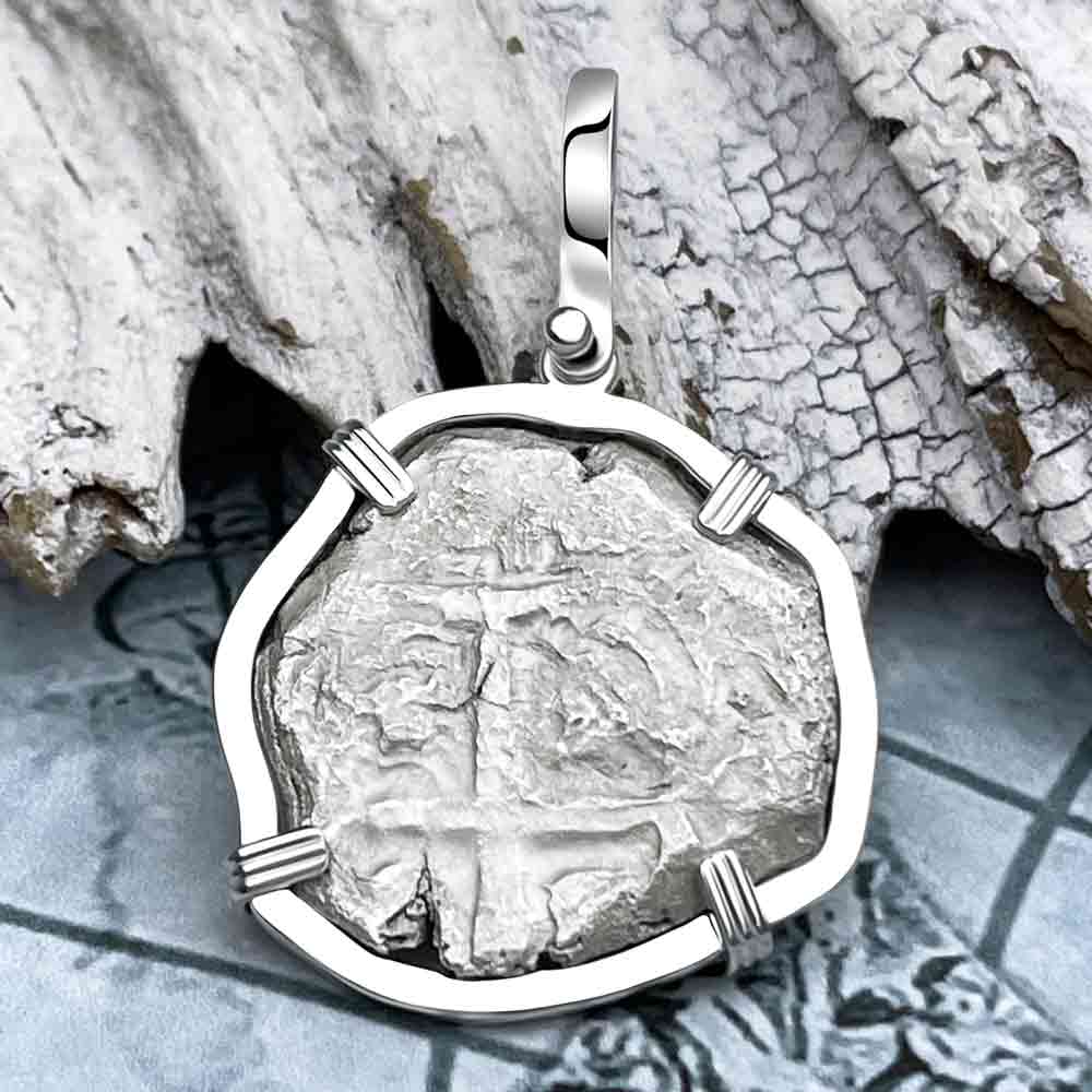 Pirate Era 1752 Spanish 4 Reale &quot;Piece of Eight&quot; Sterling Silver Pendant