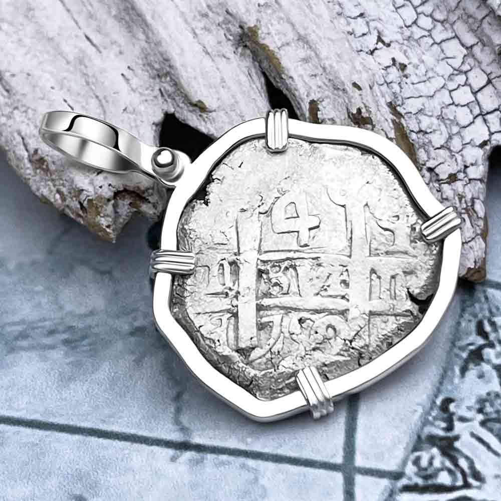 Pirate Era 1752 Spanish 4 Reale &quot;Piece of Eight&quot; Sterling Silver Pendant