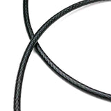 3.0 mm Textured Black Center-Hide Leather Necklace Finished in Stainless Steel | For Men & Women