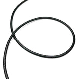3.0 mm Textured Black Center-Hide Leather Necklace Finished in Stainless Steel | For Men & Women