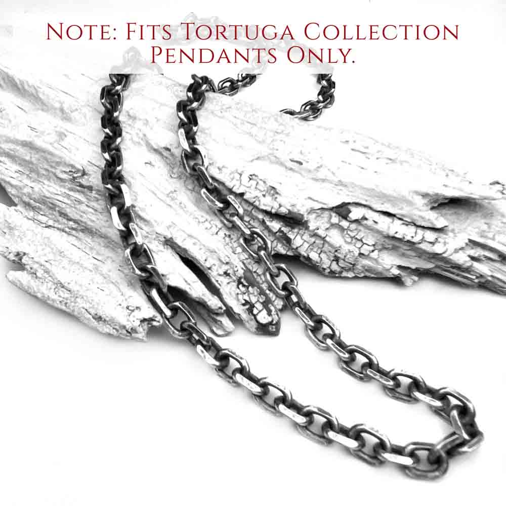 6.5 mm LUXURY WEIGHT Sterling Silver Antiqued Tortuga Anchor Chain