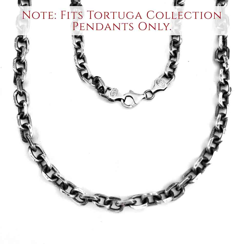 6.5 mm LUXURY WEIGHT Sterling Silver Antiqued Tortuga Anchor Chain