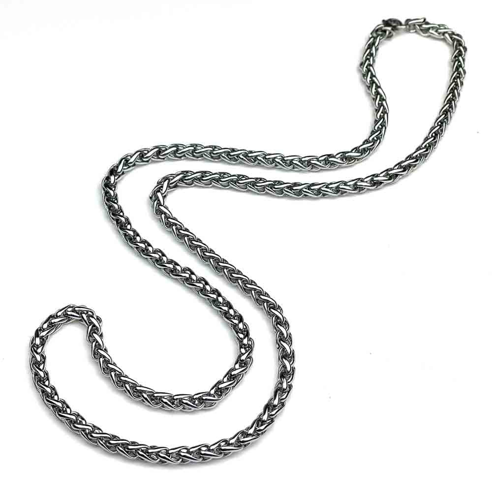 5.0 mm Large Width Antiqued Stainless Steel Wheat Chain