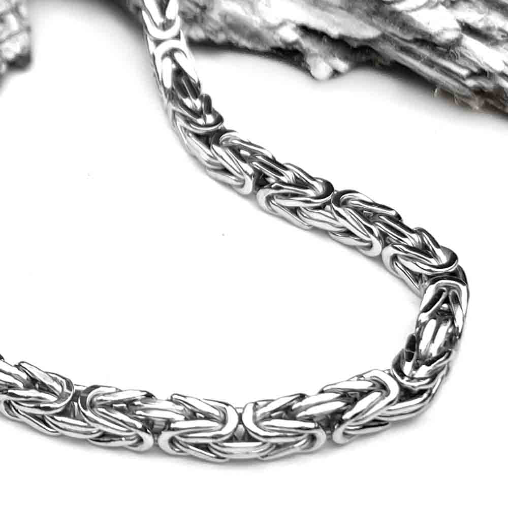 5.0 mm Sterling Silver Antiqued Square Byzantine Chain - LUXURY WEIGHT