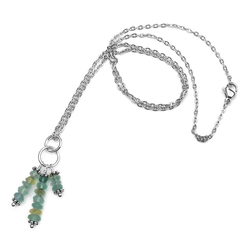 Ancient Roman Glass Cluster Necklace in Sterling Silver