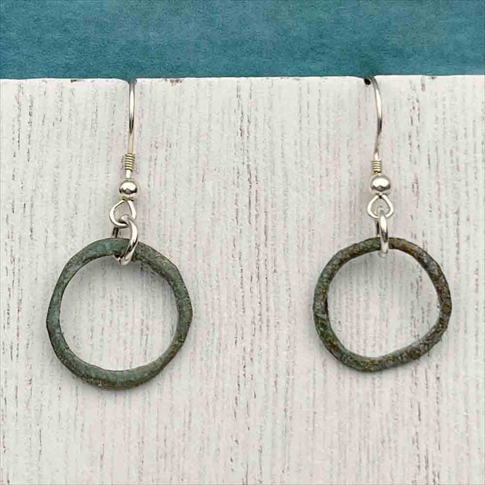 Light Green Bronze Celtic Ring Money Earrings