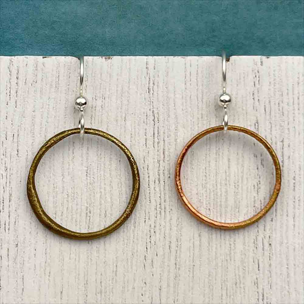 Gold and Red Large and Light Celtic Ring Money Earrings
