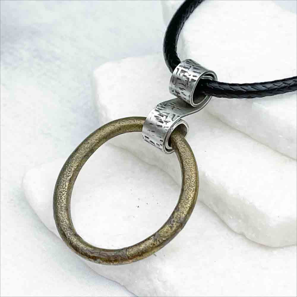Dark Golden Bronze Celtic Ring Money Ancient Anvil Necklace