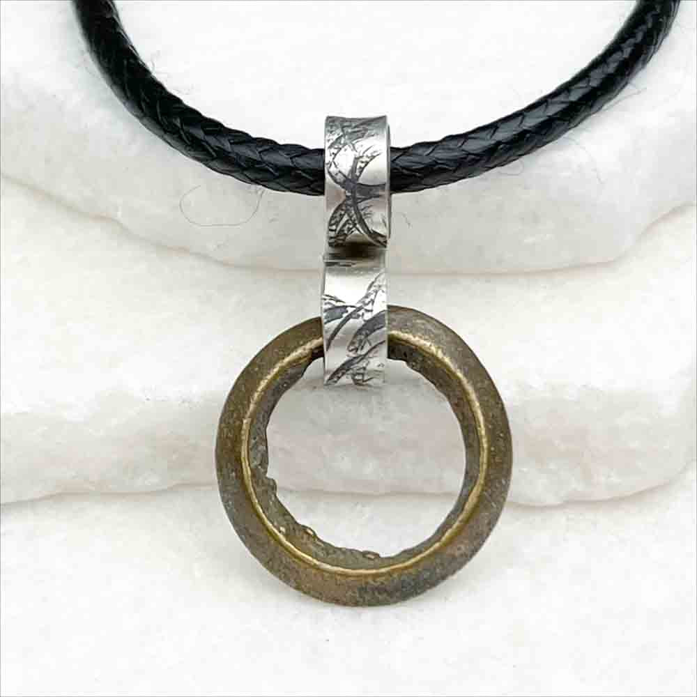 Vibrant Bronze Raised Ridge Celtic Ring Money Ancient Anvil Necklace