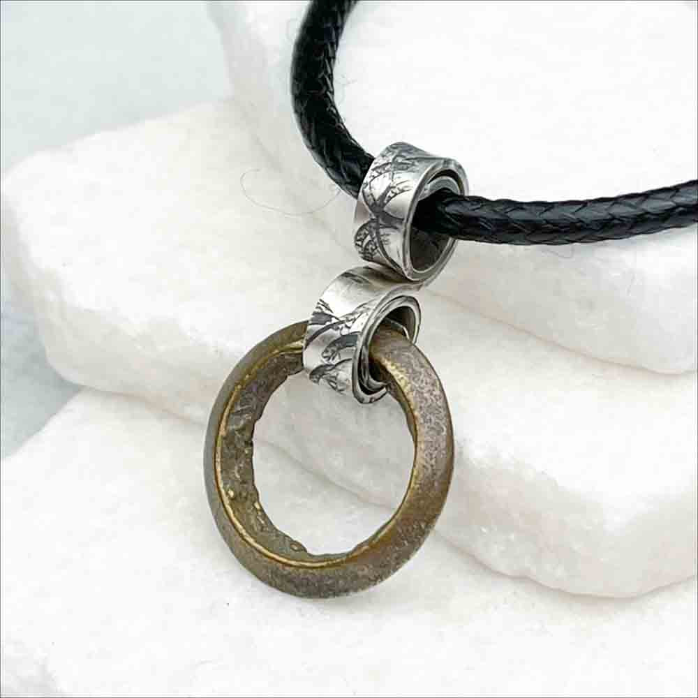 Vibrant Bronze Raised Ridge Celtic Ring Money Ancient Anvil Necklace