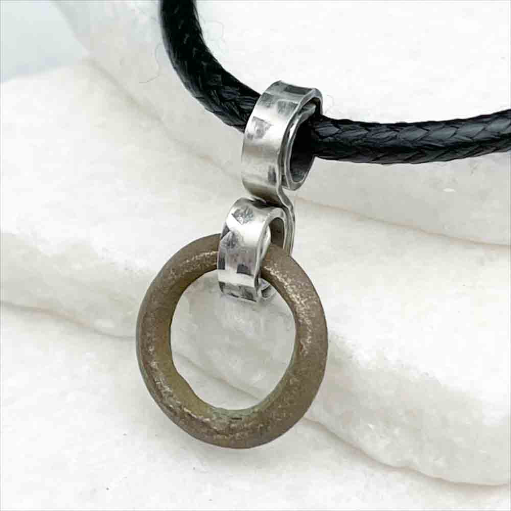 Small Warm Bronze Raised Ridge Celtic Ring Money Ancient Anvil Necklace