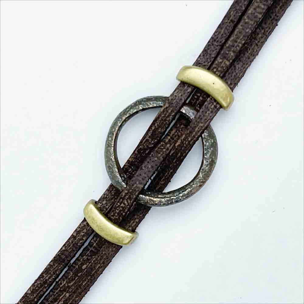 Celtic Ring Money 7 1/2&quot; Bracelet in Distressed Brown Leather &amp; Bronze
