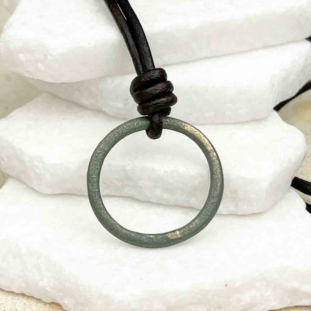 Bronze Celtic Ring Money Leather Necklace | Cannon Beach Treasure