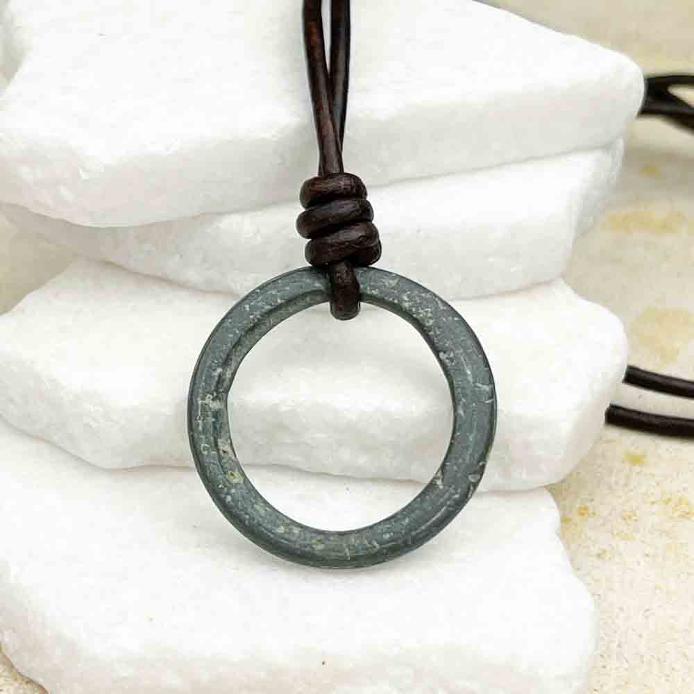 Bronze Celtic Ring Money Leather Necklace | Cannon Beach Treasure